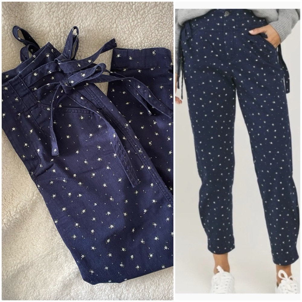 Something Navy | Sydney Floral High Waisted Side Tie Ankle Pants